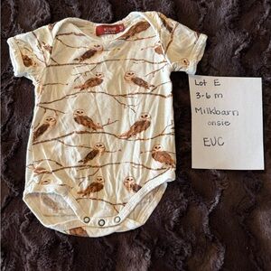 Milkbarn Cream and Brown Owl Bodysuit